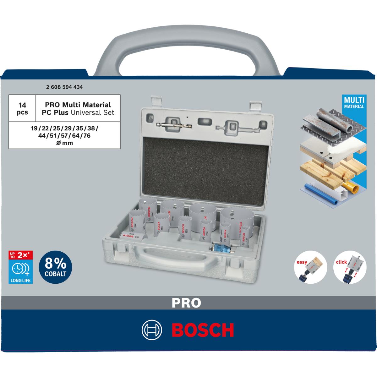 Bosch PRO Multi Material PC Plus Lochsägen Blasform-Etui, 14 teiliges Set