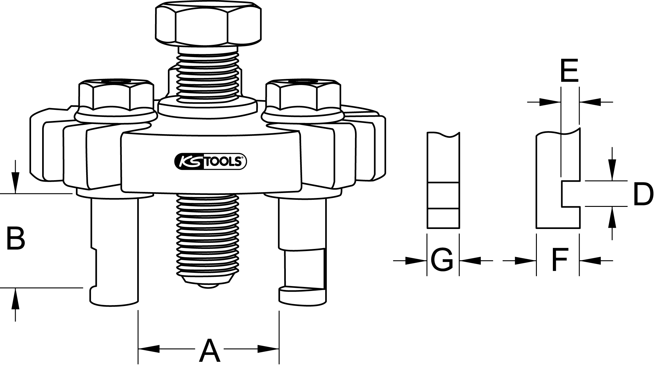 KS Tools Universal-Riemenscheiben-Abzieher, 3-armig, 30-60mm