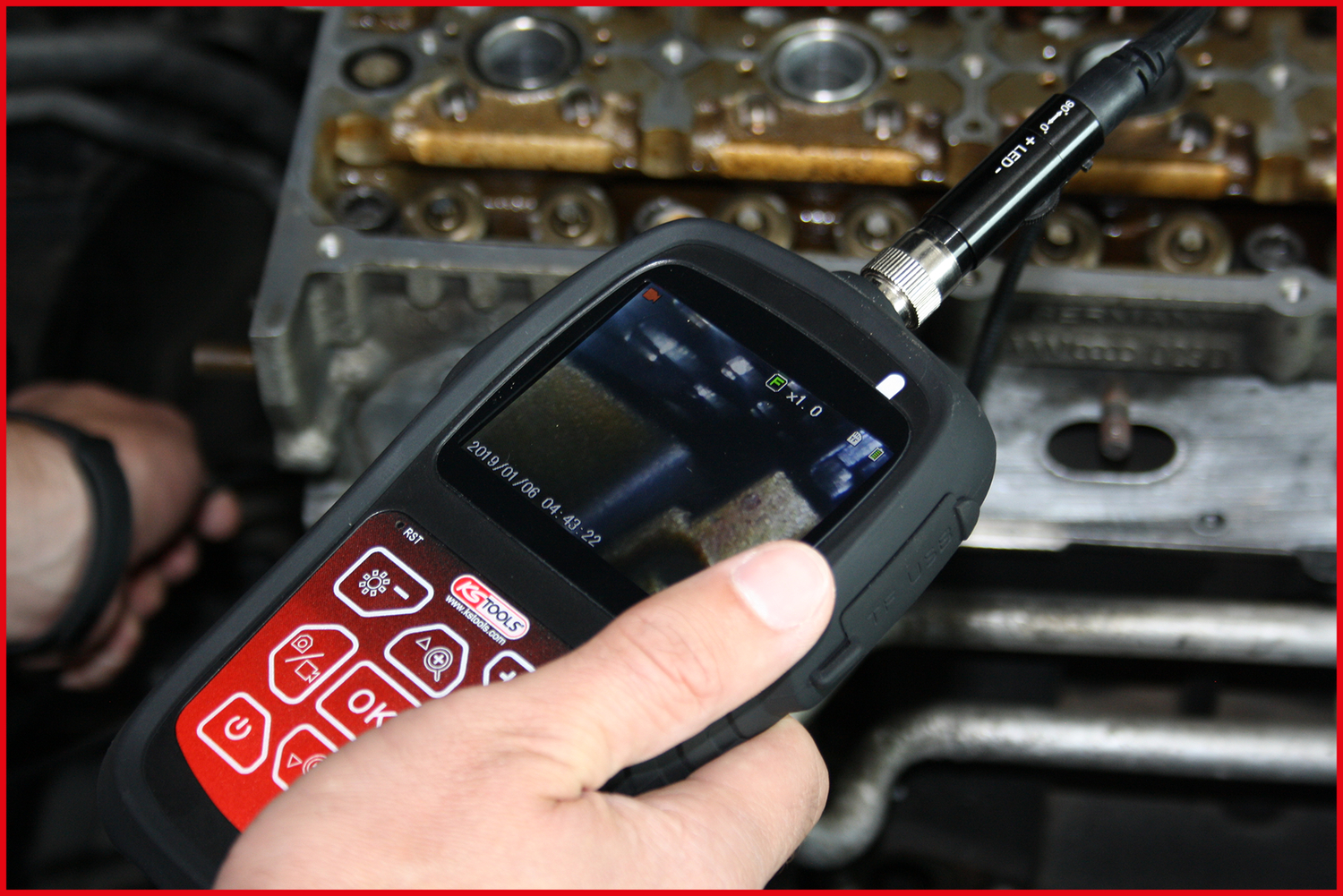 KS Tools HD-Videoskop-Satz mit Ø 4,5 mm 0° und 90° HD Frontkamera-Sonde, umschaltbar, 7-tlg