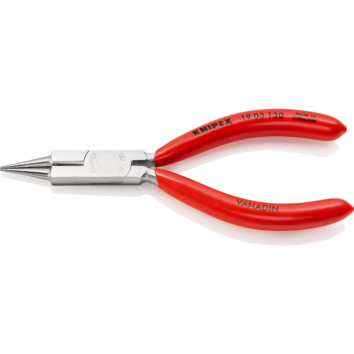 KNIPEX Rundzange mit Schneide (Schmuckbiegezange) 130 mm verchromt mit Kunststoff überzogen
