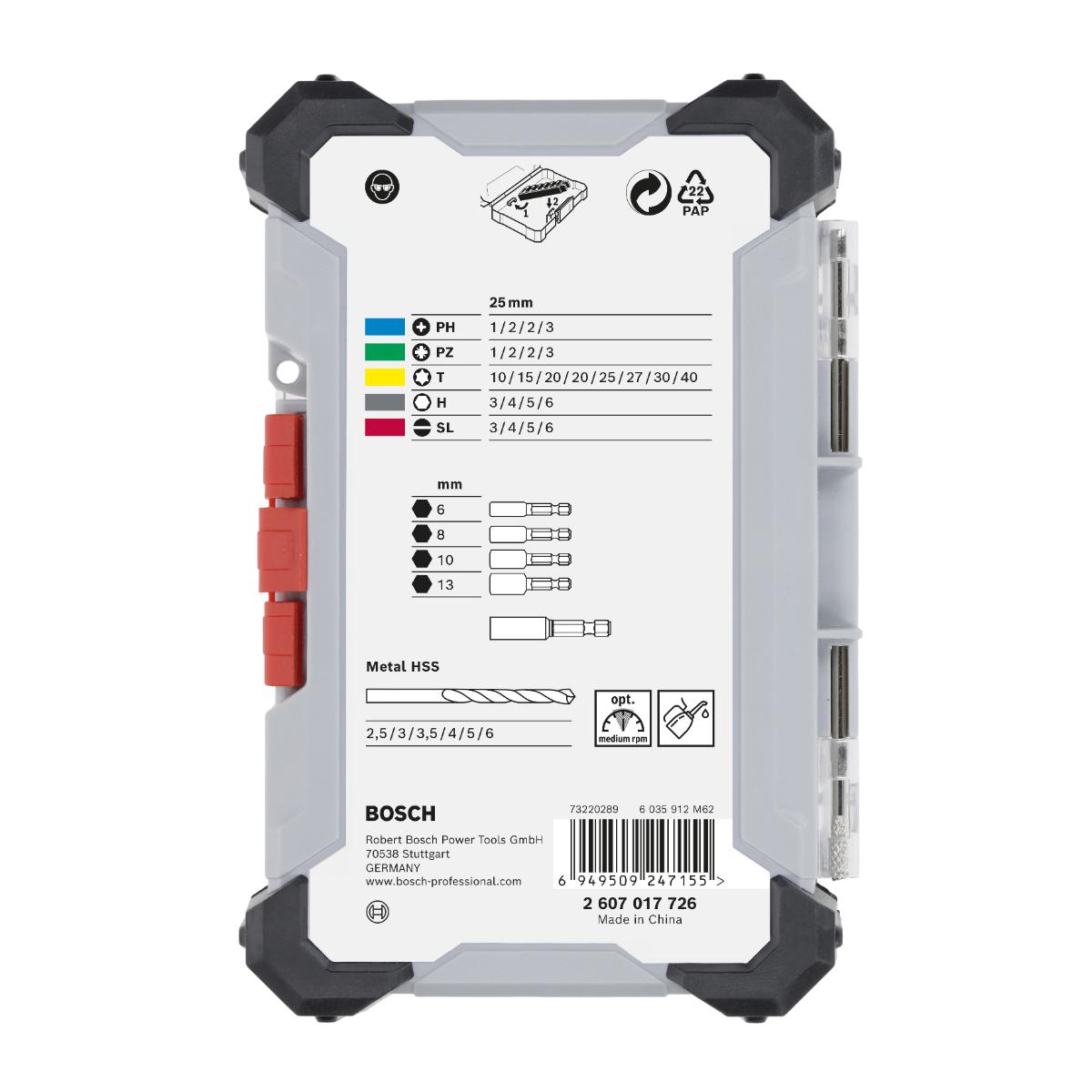 Bosch Extra Hard und Metal HSS im Pick and Click-Koffer,35‑teiliges Set