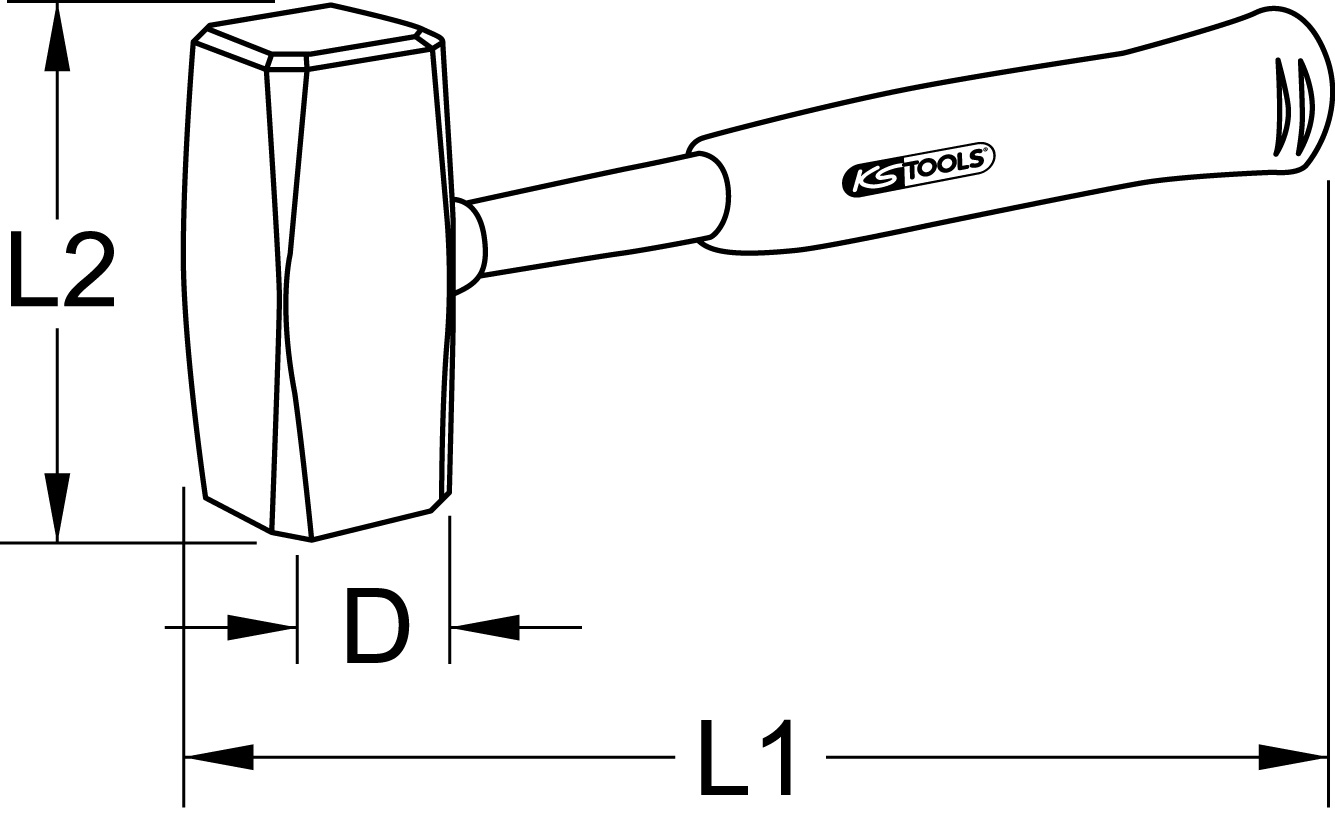 KS Tools Fäustel mit Stahlrohr-Stiel und Kunststoffgriff