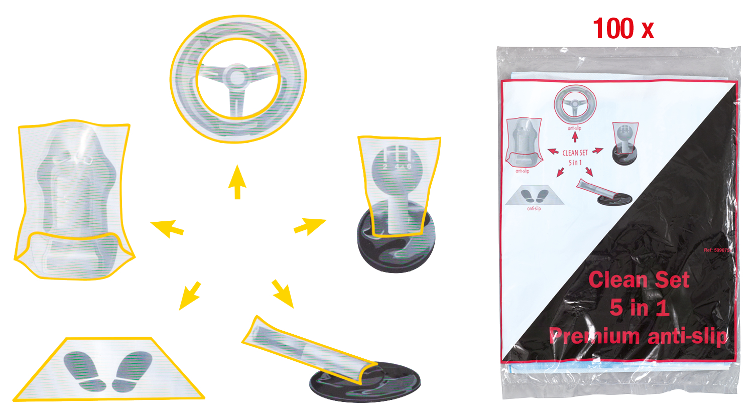 KS Tools Innenraum-Schoner Set 5 in 1, 100er-Pack