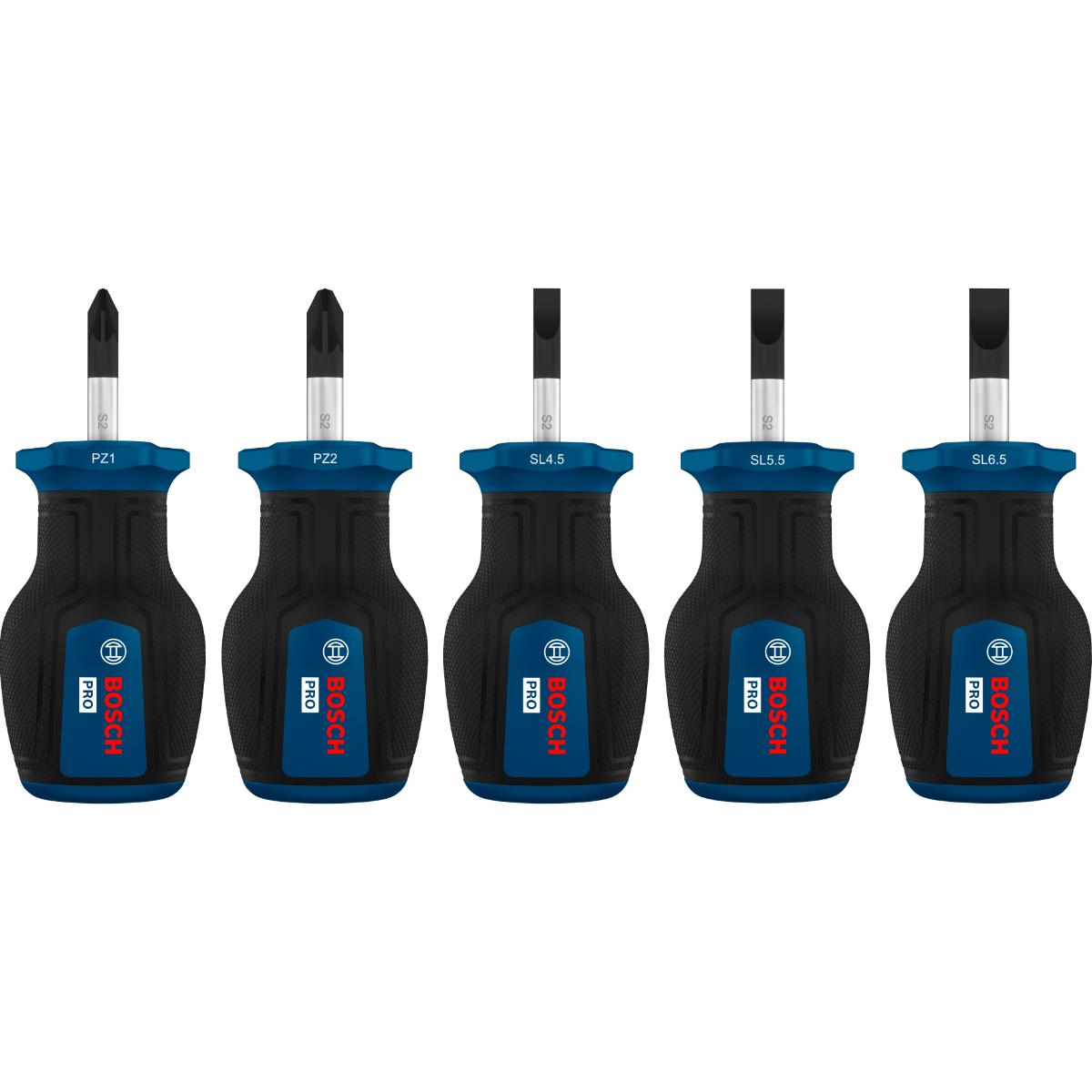 Bosch PRO Stubby-Schraubendreher PZ/SL, 5-teilges Set