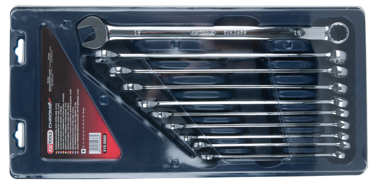 KS Tools CHROMEplus Ringmaulschlüssel-Satz, XL, 10-tlg