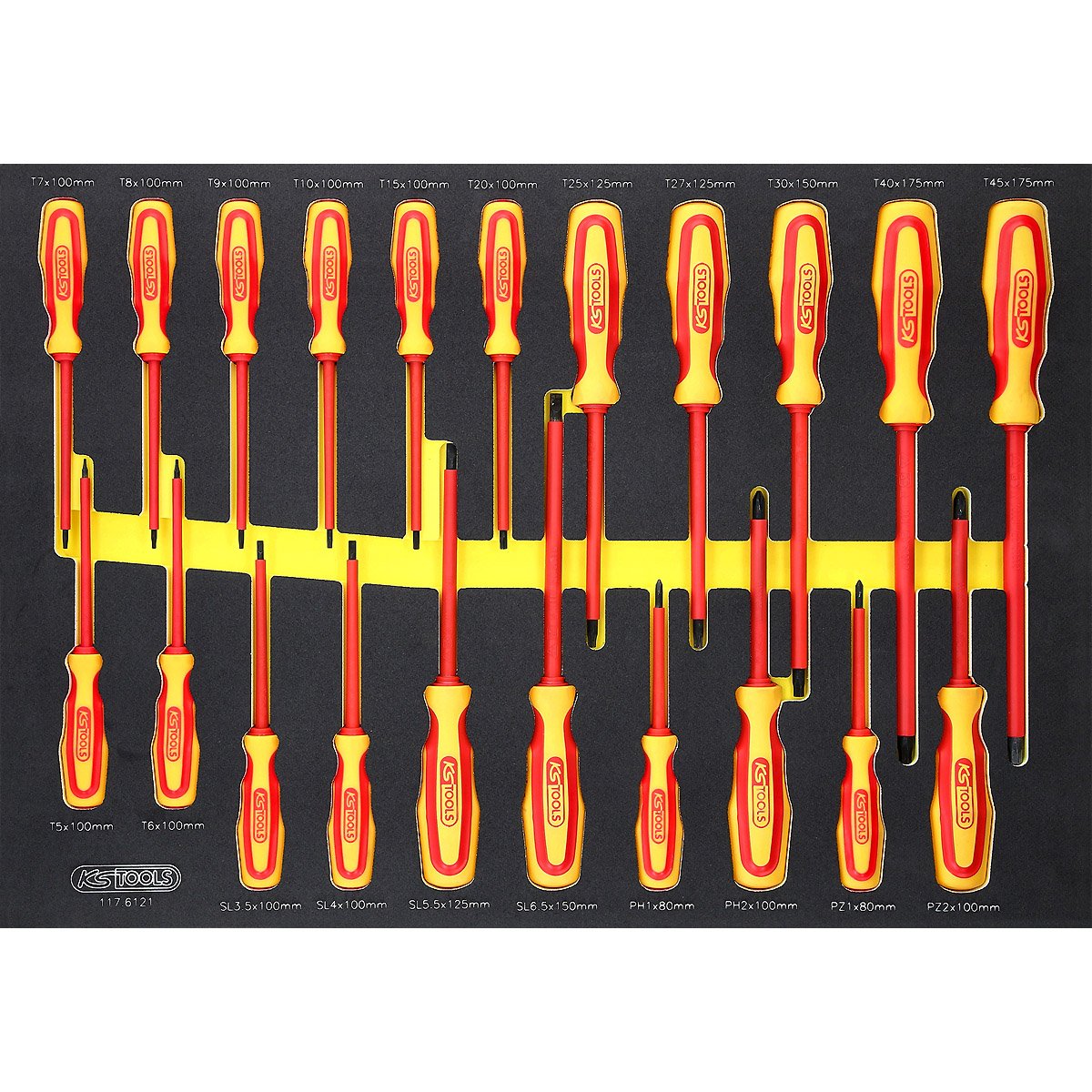 KS Tools ERGOTORQUE VDE Schraubendreher-Satz in Schaumstoffeinlage, 21-tlg
