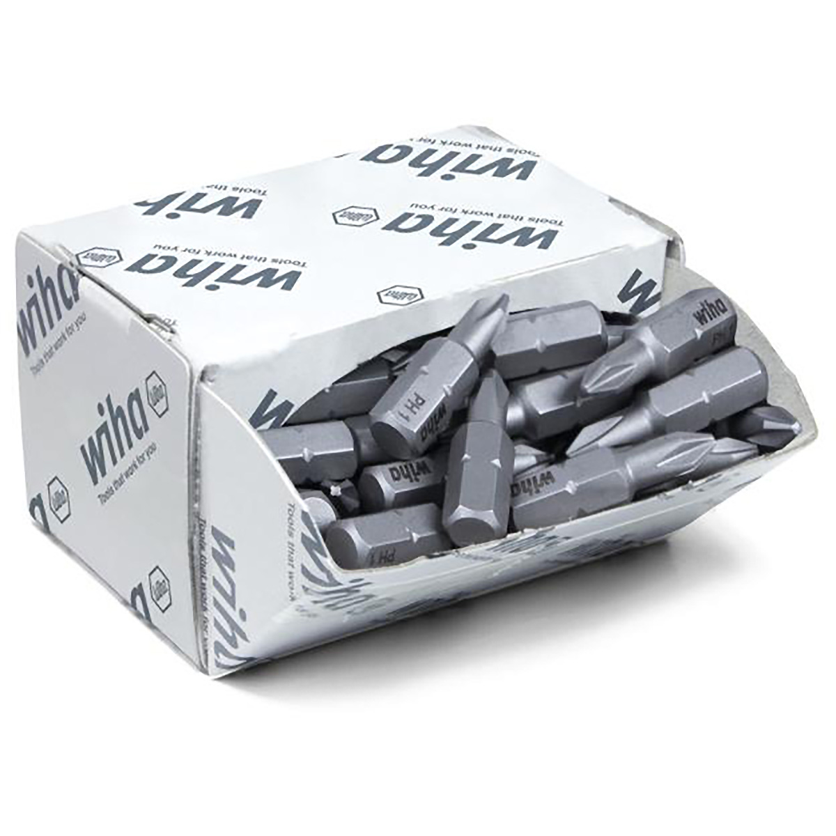 Wiha Bit Set Standard 25 mm Phillips (PH1) 50-teilges Set 1/4 zoll C6,3 in Großpackung