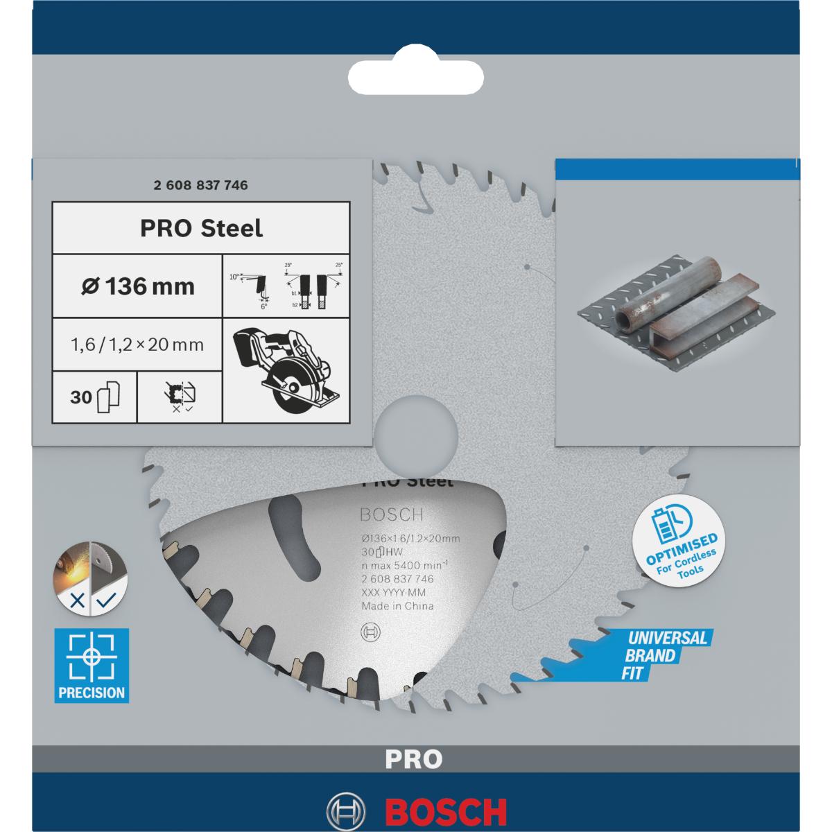Bosch PRO Akku-Kreissägeblatt Standard for Steel 136 x 1,6/1,2 x 15,875, 30 Zähne