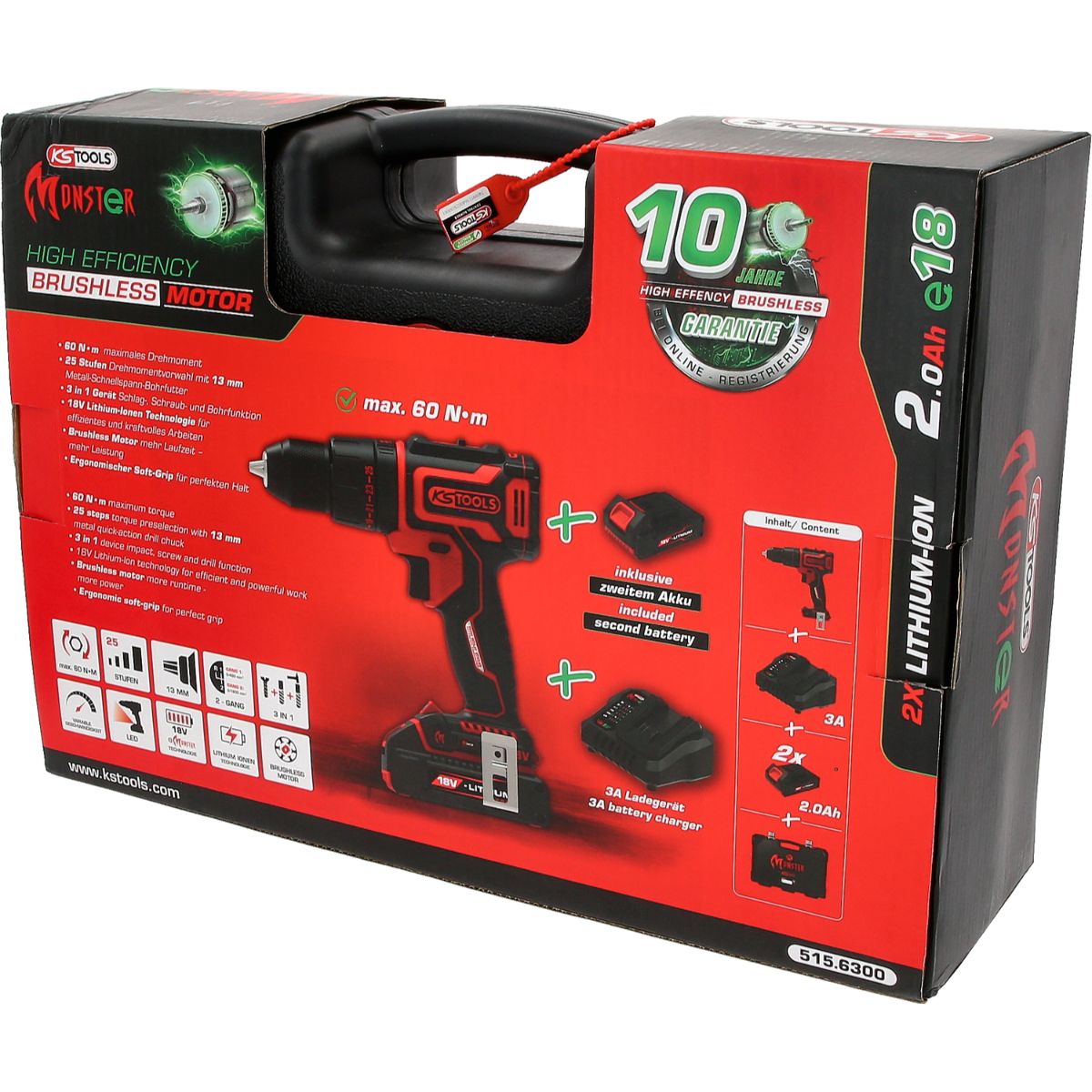KS Tools eMONSTER Brushless-Akku-Schlag-Bohr-Schrauber-Satz, 4-tlg