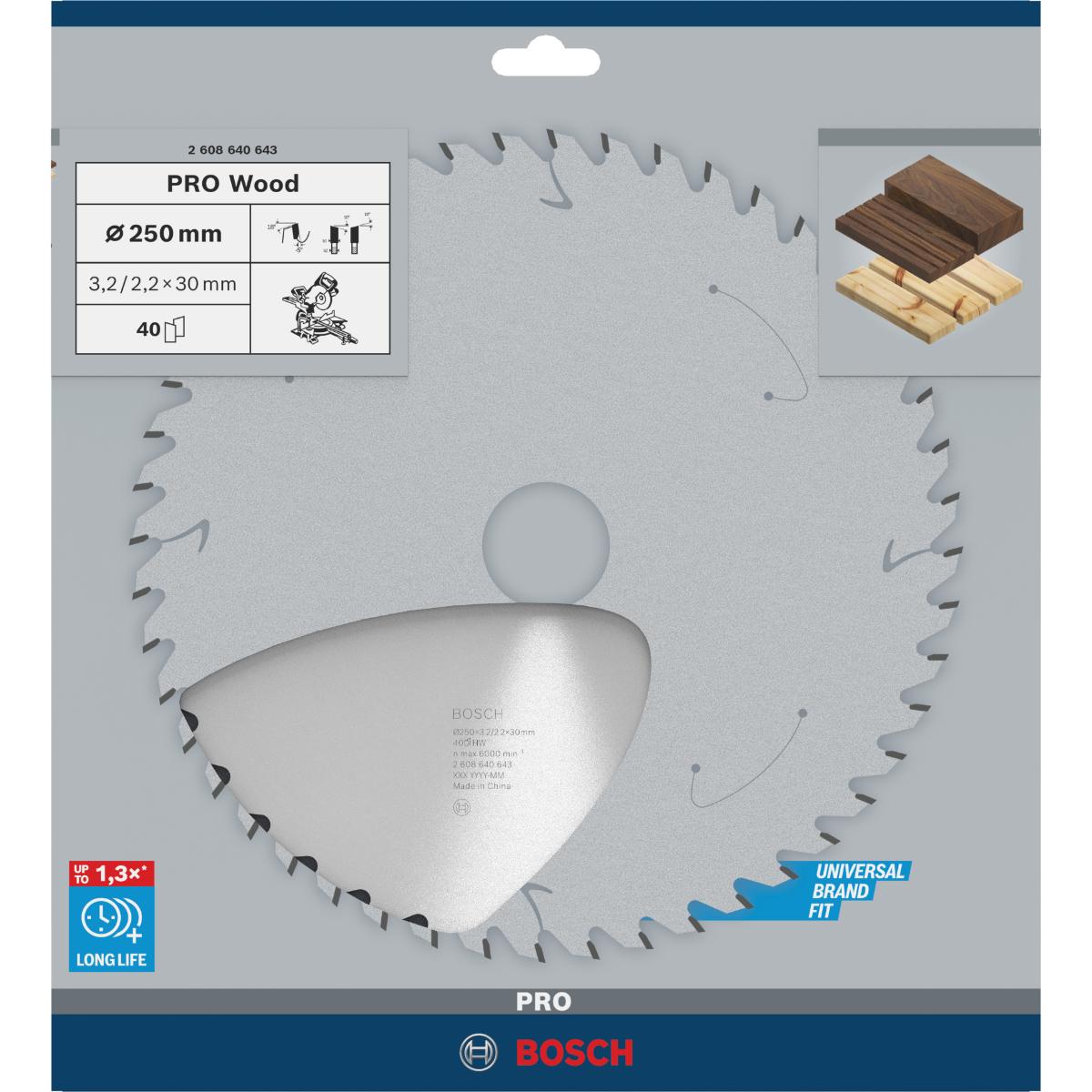 Bosch PRO Kreissägeblatt Optiline Wood für Kapp- und Gehrungssäge ø 250 mm