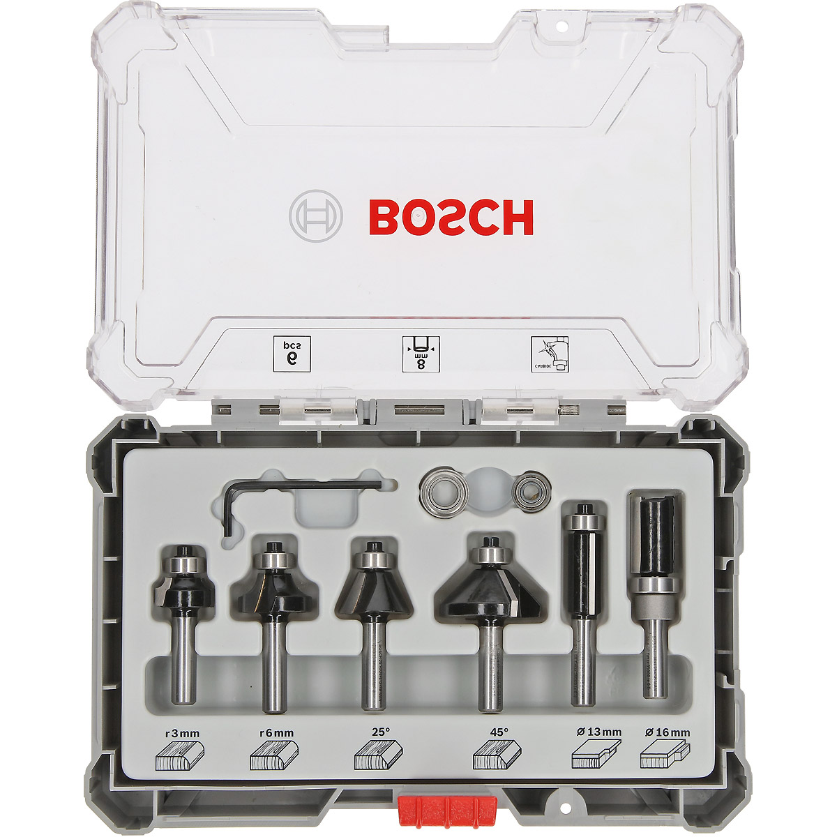 Bosch PRO Rand- und Kantenfräser-Set, 8-mm-Schaft, 6-teilig