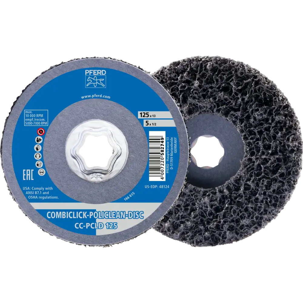 PFERD TOOLS COMBICLICK POLICLEAN PCLD Reinigungsvlies Ø 125x13 mm für grobe Reinigungsarbeiten