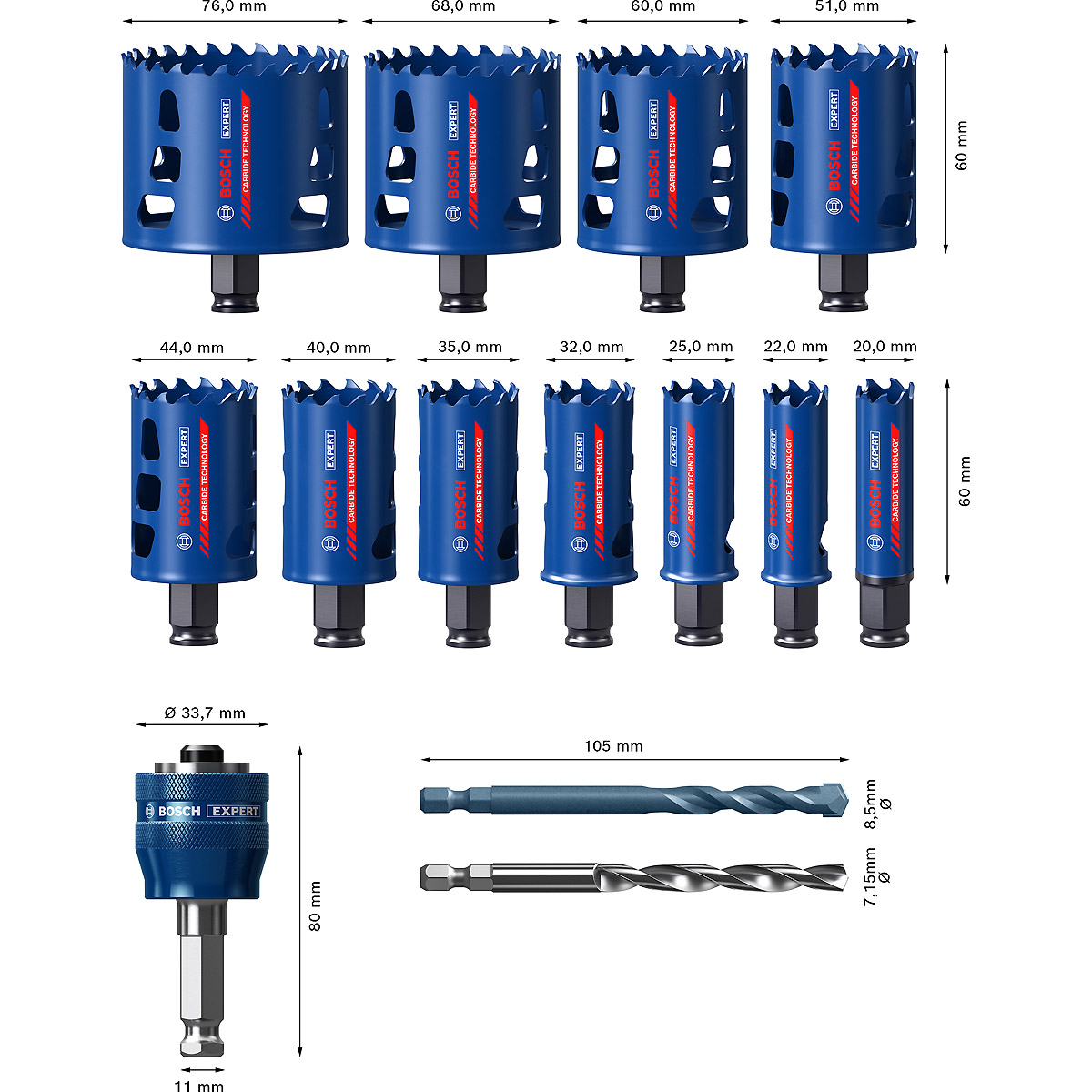 Bosch EXPERT Lochsäge ToughMaterial-Set 13tlg EX