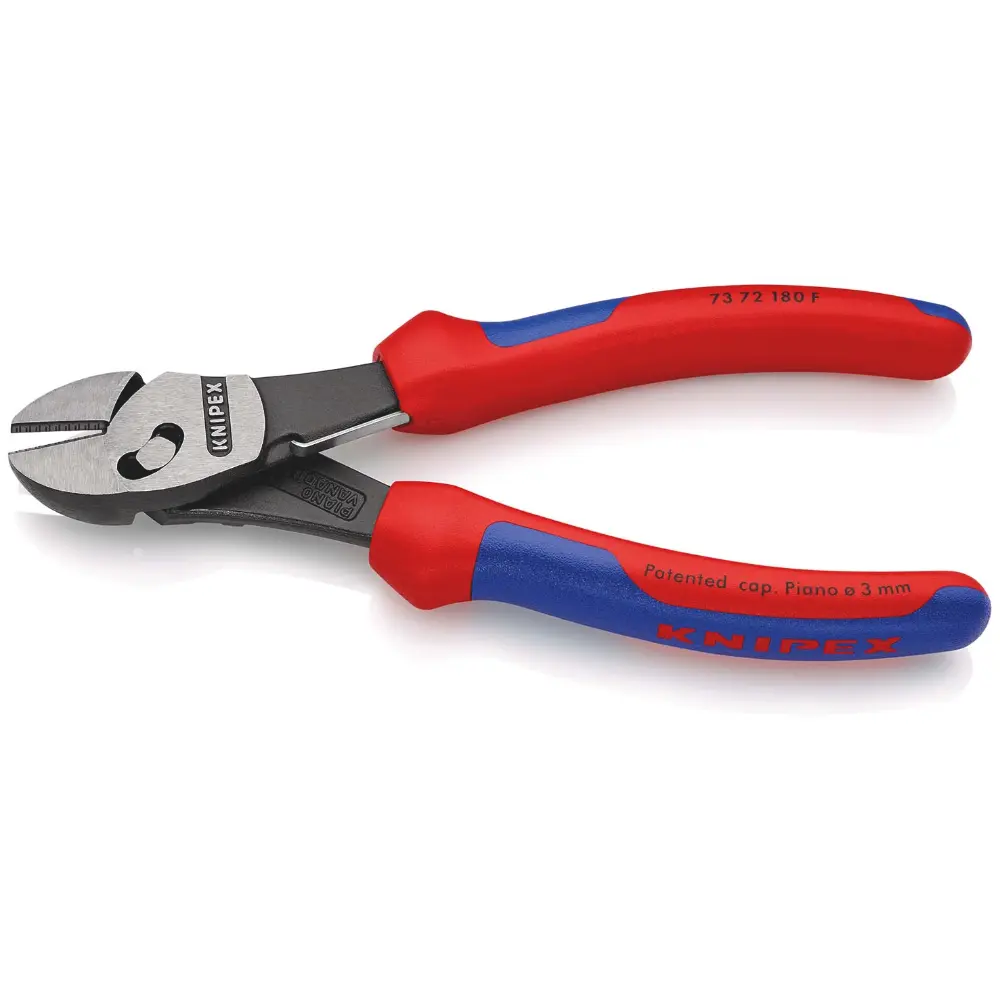 KNIPEX TwinForce Hochleistungs-Seitenschneider mit Öffnungsfeder schwarz atramentiert 180 mm