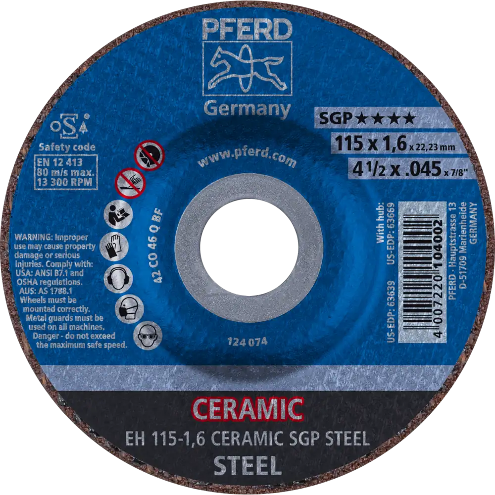 PFERD TOOLS Trennscheibe EH gekröpft CERAMIC Speziallinie SGP STEEL für Stahl