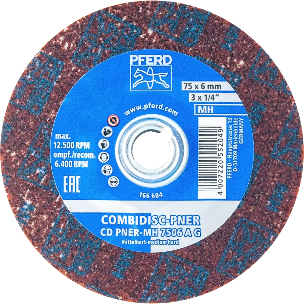 PFERD TOOLS COMBIDISC verpresste Vliesronde CD PNER Ø 75mm Mittelhart A Grob für Finish 