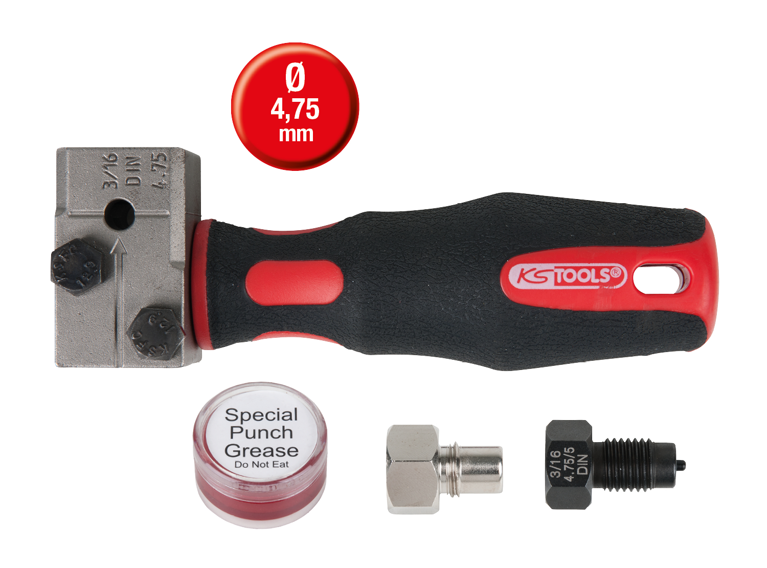KS Tools FLAREFIXeco 4,75 mm Universal-Bremsleitungs-Bördelgerät-Satz, 4-tlg