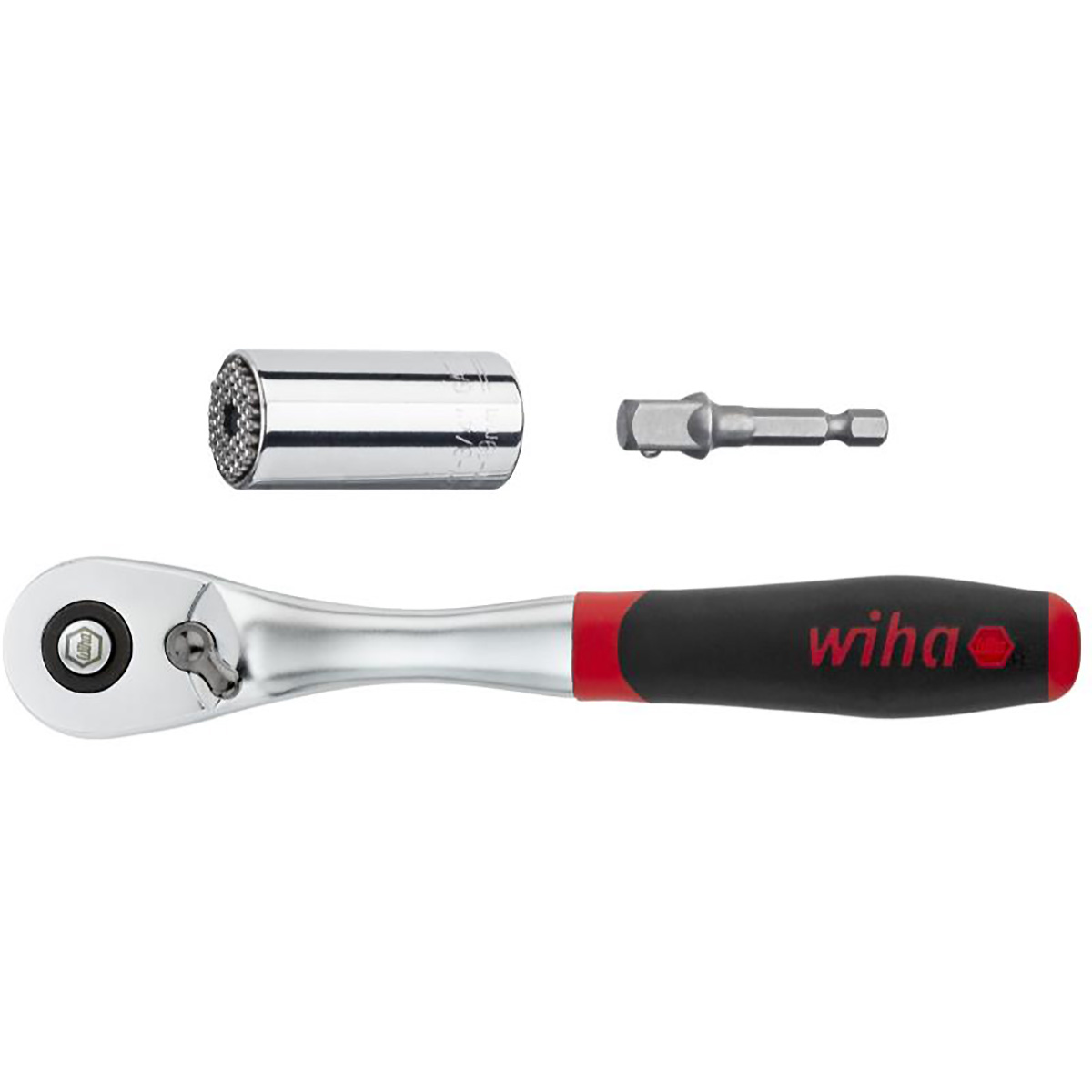 Wiha Steckschlüsseleinsatz Set Gripper mit Ratsche 3/8 zoll und Adapter für Akkuschrauber 3-teilges Set