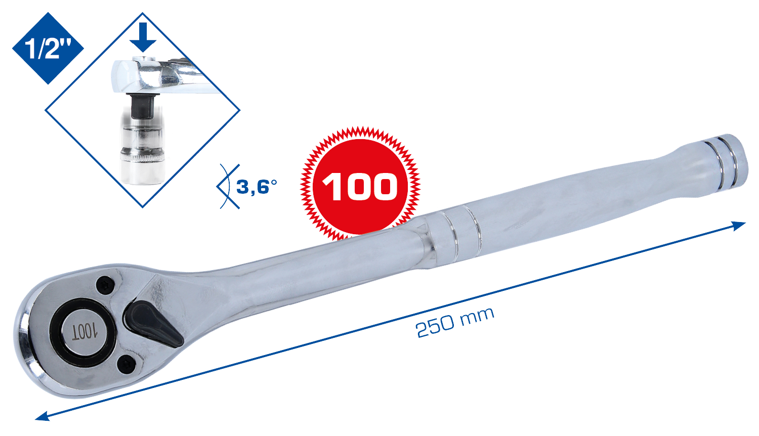 Brilliant Tools 1/2" Umschaltknarre mit Metallgriff - BT022995