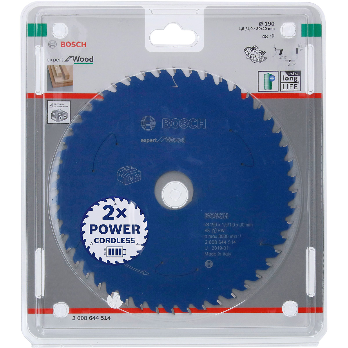 Bosch Akku-Kreissägeblatt Expert for Wood ø 190 mm