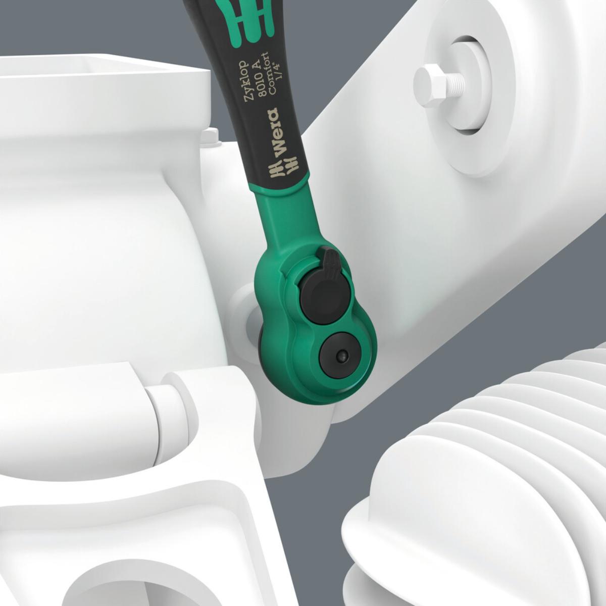 Wera 8100 SA 15 Zyklop Comfort Knarrensatz, Umschalthebel, 1/4"-Antrieb, zöllig , 28-teiliges Set