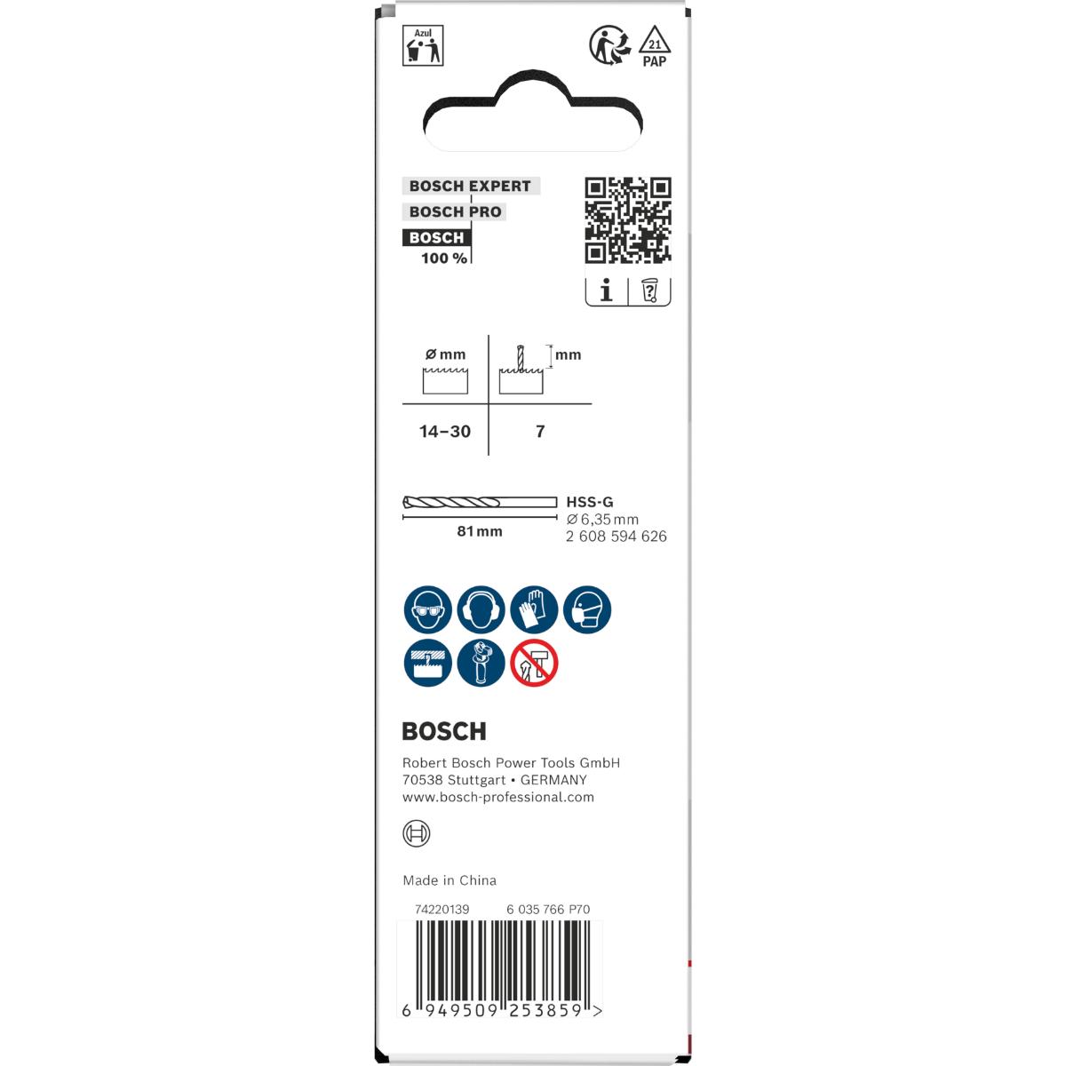 Bosch Aufsteckhalter und Zentrierbohrer für Lochsäge, 14-30 x 44 mm für LS 14-30,HEX,S 6,35