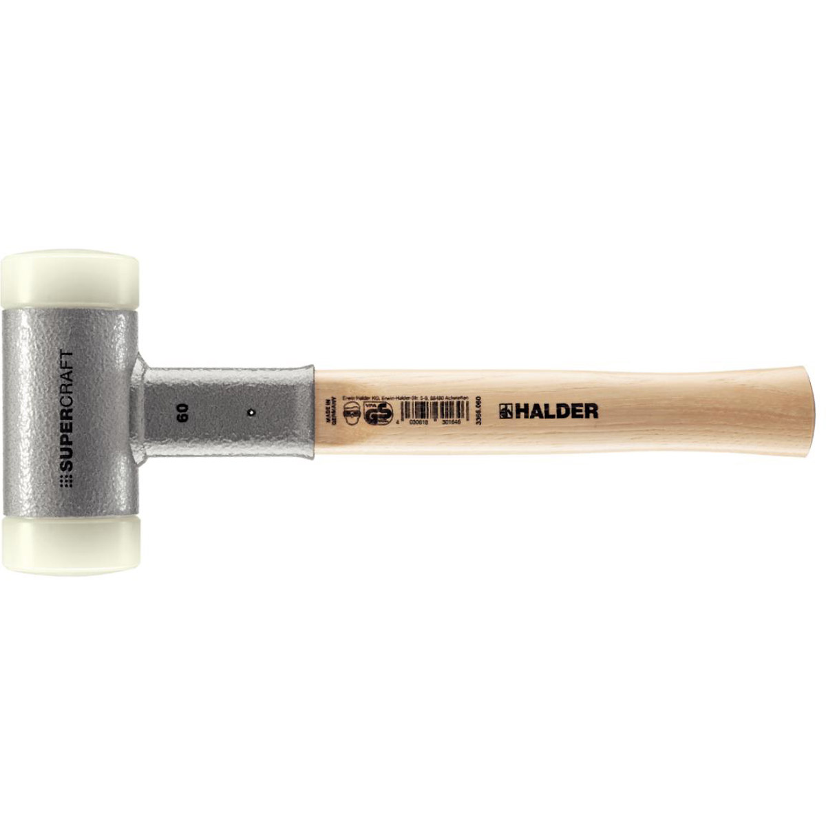 HALDER SUPERCRAFT - Schonhammer rückschlagfrei mit Hickorystiel, Nylon
