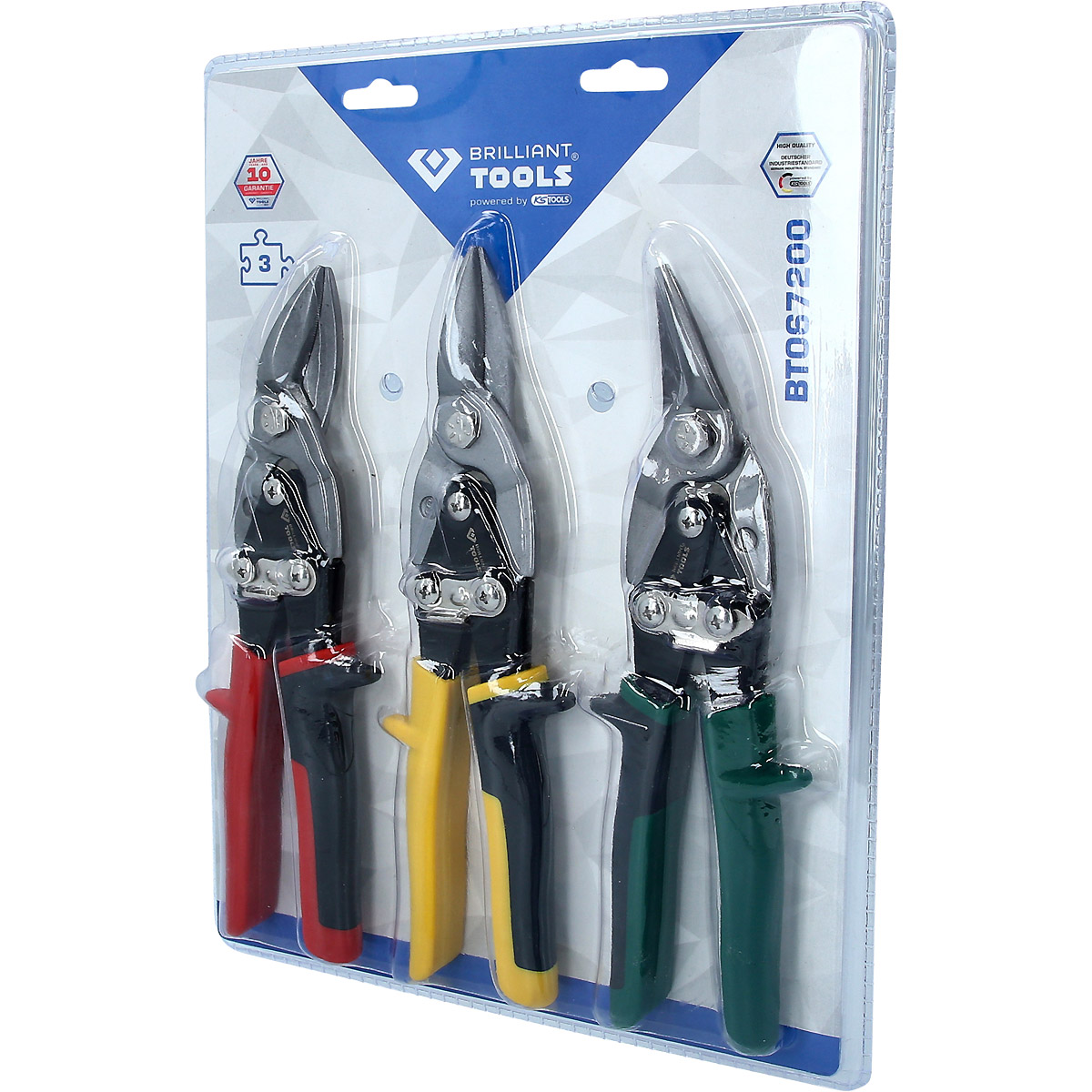 Brilliant Tools Hebel-Blechdurchgangsscheren-Satz, 3-tlg