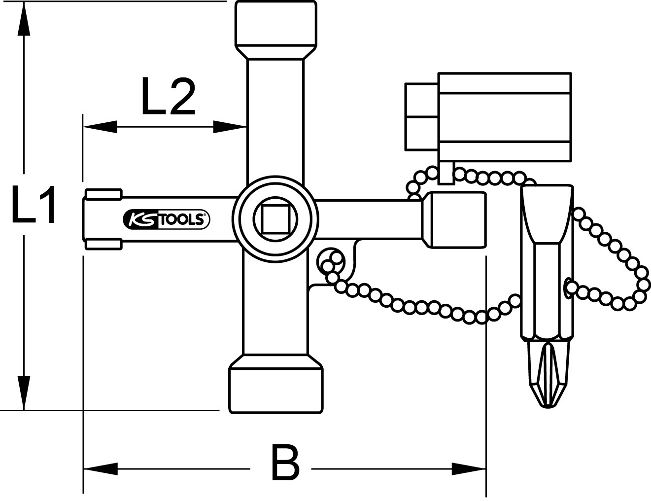 KS Tools Universal-Schaltschrankschlüssel, 71mm