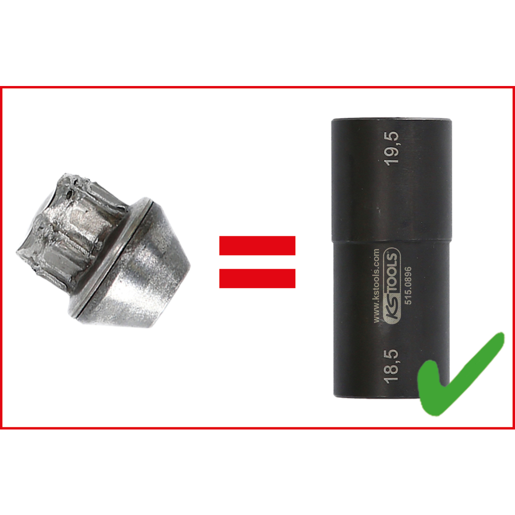 KS Tools 1/2" Spezial-Alu-Felgen-Kraft-Stecknuss-Satz für Ford, 18,5 / 19,5 / 20,5 / 21,5 mm, 2-tlg