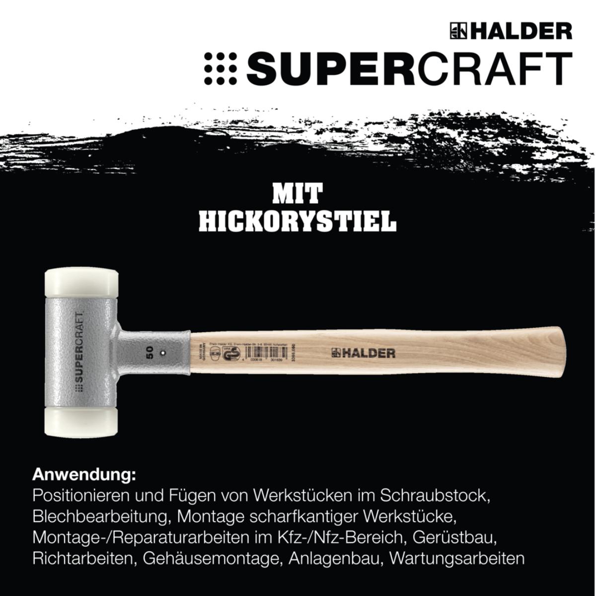 HALDER SUPERCRAFT - Schonhammer rückschlagfrei mit Hickorystiel, Nylon