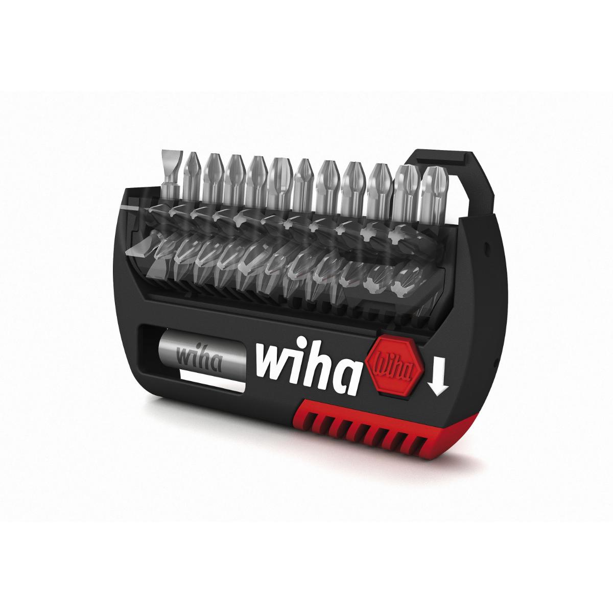 Wiha Bit Set FlipSelector Standard 25 mm Schlitz, Phillips, Pozidriv 13-teilges Set 1/4 zoll C6,3