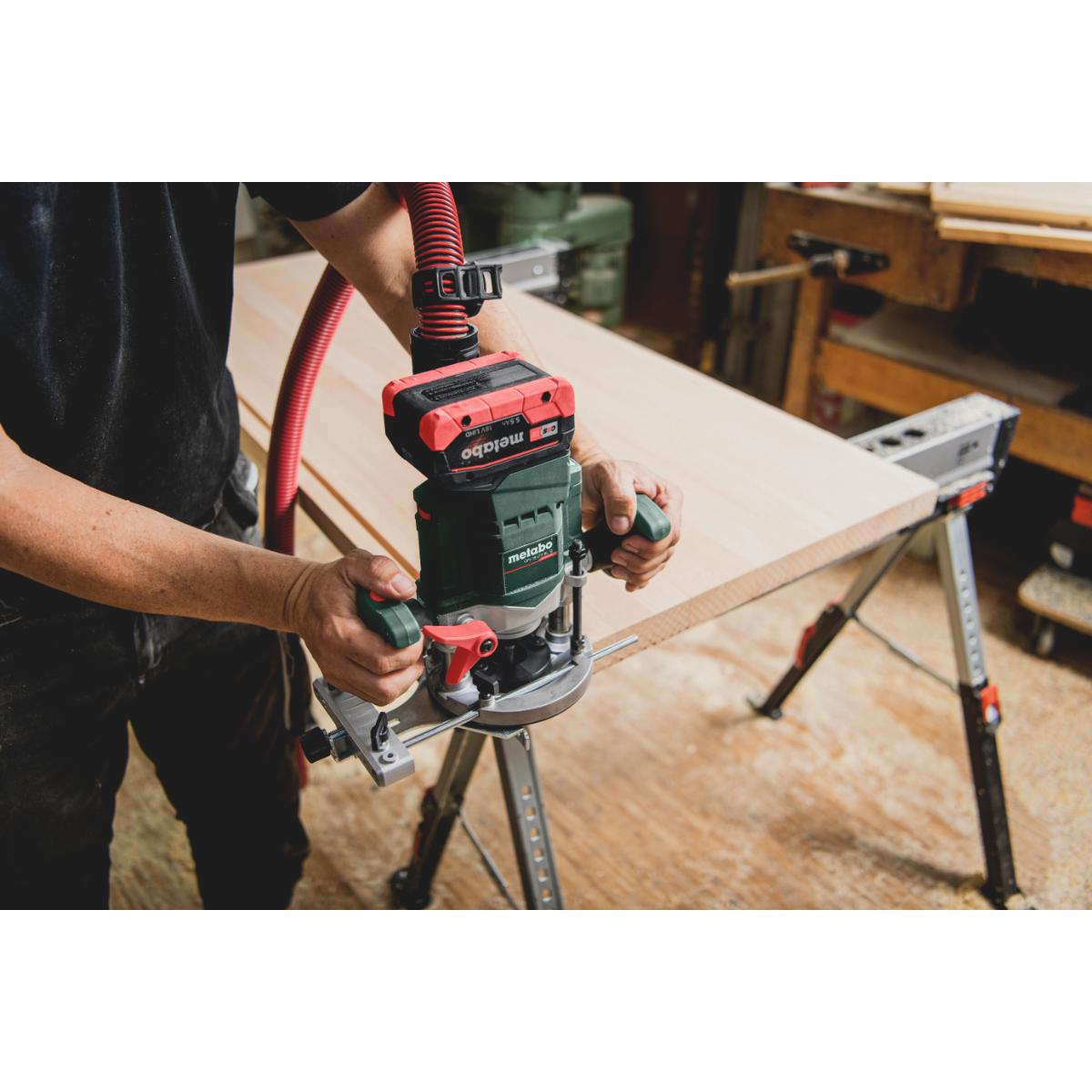 Metabo Akku-Oberfräse OFV 18 LTX BL 12 - 1/2 Zoll, Spannzange 3/8 Zoll, metaBOX 340