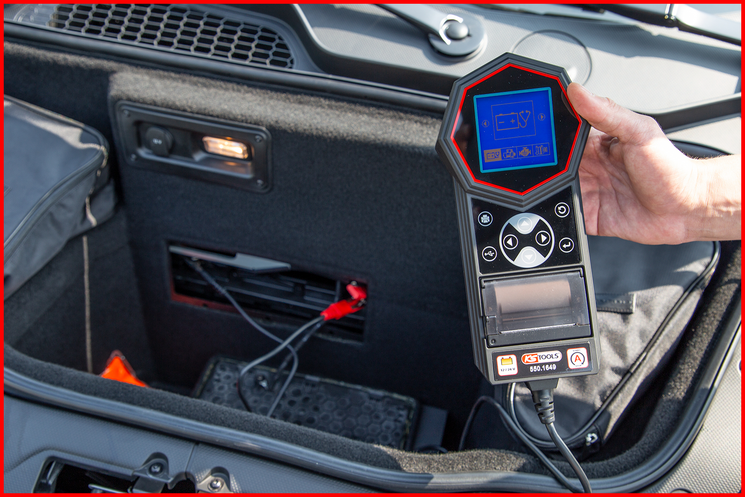 KS Tools 12V - 24V Digital-Batterie- und Ladesystemtester mit integriertem Drucker