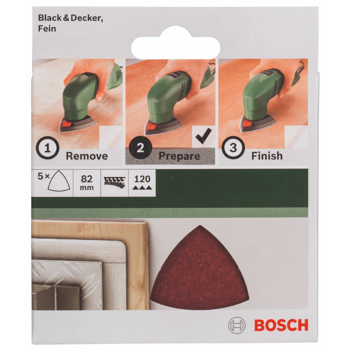 Bosch Schleifblatt-Set für Deltaschleifer K=120, 82 mm, 5-tlg.