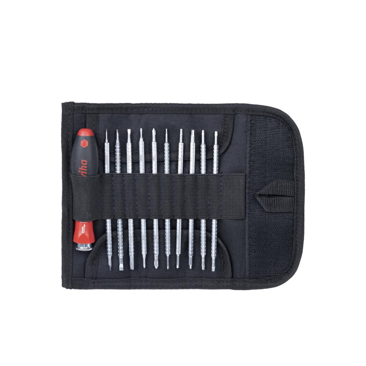 Wiha Schraubendreher mit Wechselklingen Set SYSTEM 4 gemischt 12-teilges Set mit Rolltasche
