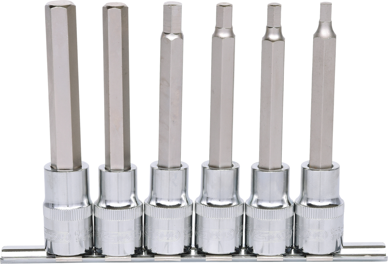 KS Tools 1/2" CHROMEplus Bit-Stecknuss-Satz Innensechskant, 6-tlg 5-12mm,lang