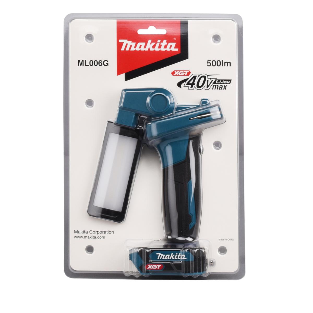 Makita LED-Akku-Arbeitsleuchte 40V max. - 180/400/800 lx - 100/250/500 lm - ML006GX