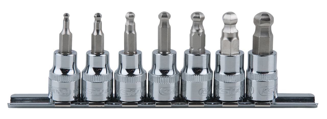 KS Tools 3/8" CHROMEplus Bit-Stecknuss-Satz Innen6kant, Kugelkopf, 7-tlg3-10mm
