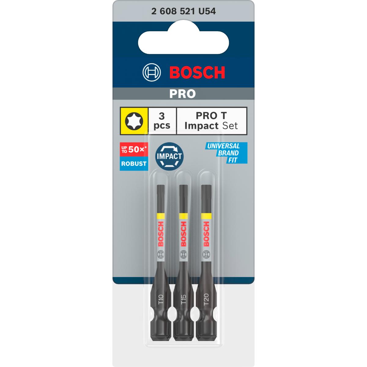 Bosch PRO Torx Impact Bit,T10,T15,T20,55 mm, 3-teiliges Set