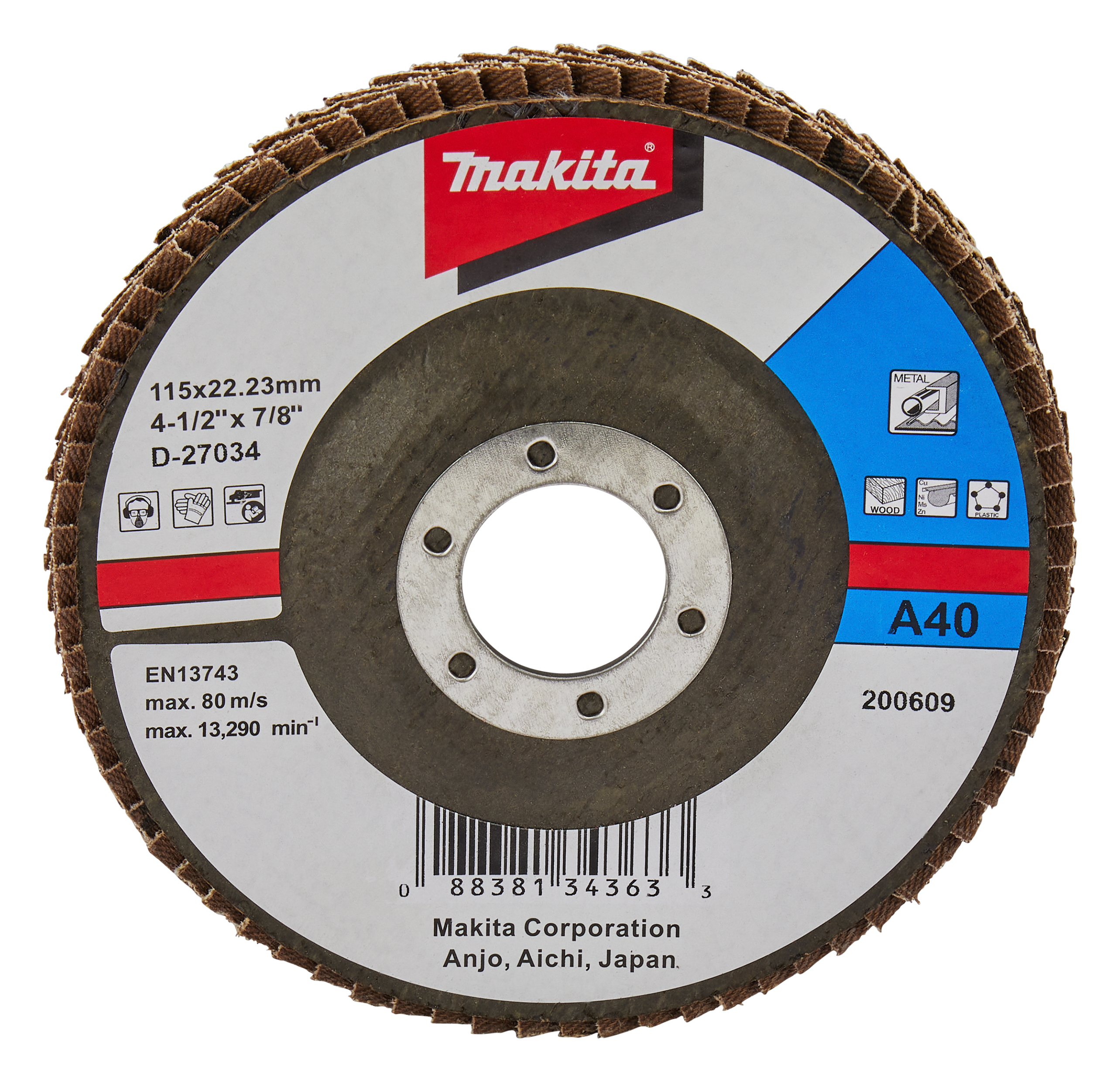 Makita Fächerschleifscheibe 115mm A40 - D-27034