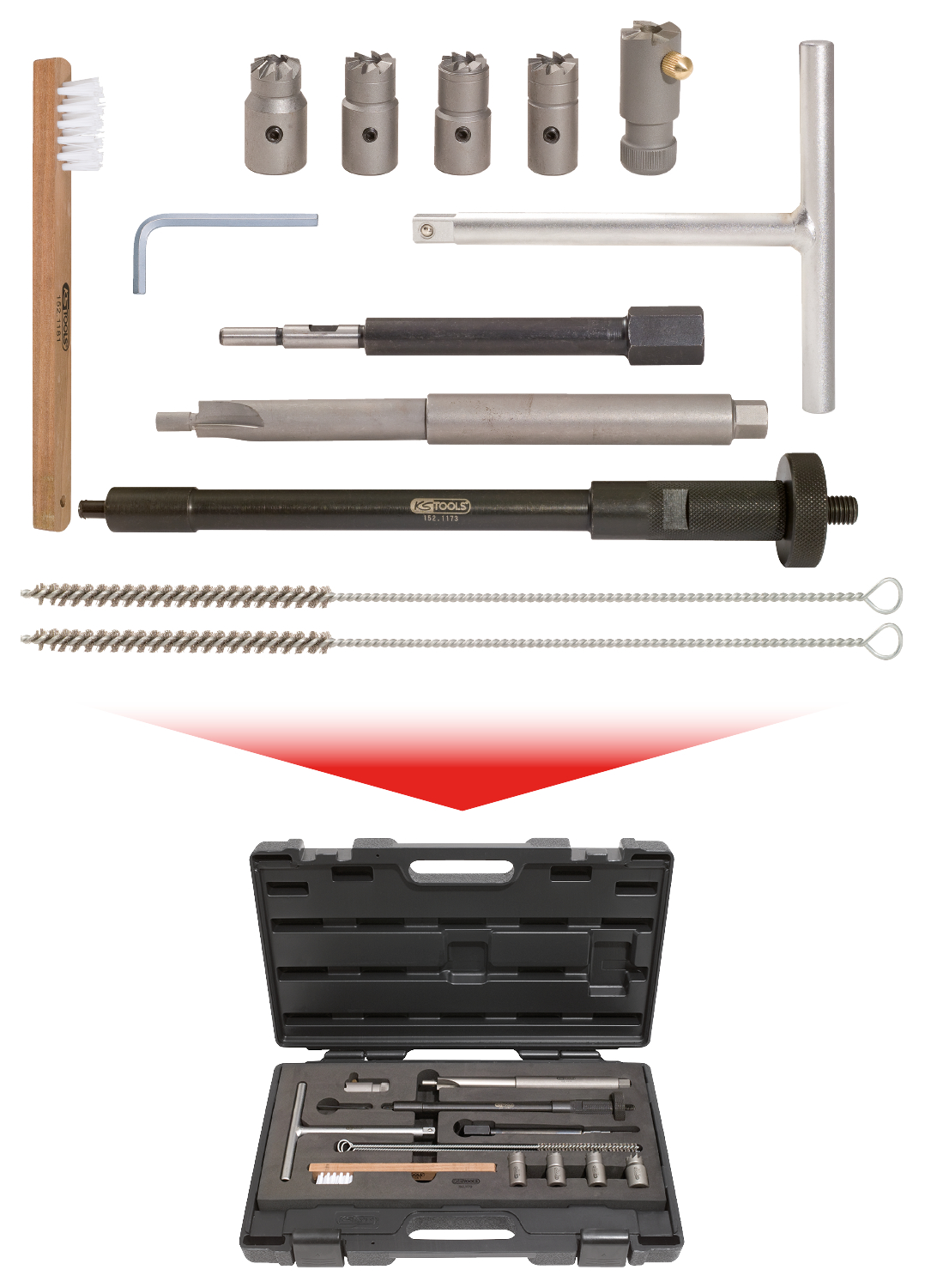 KS Tools Injektoren-Dichtsitz-Reinigungs-Satz, 13-tlg