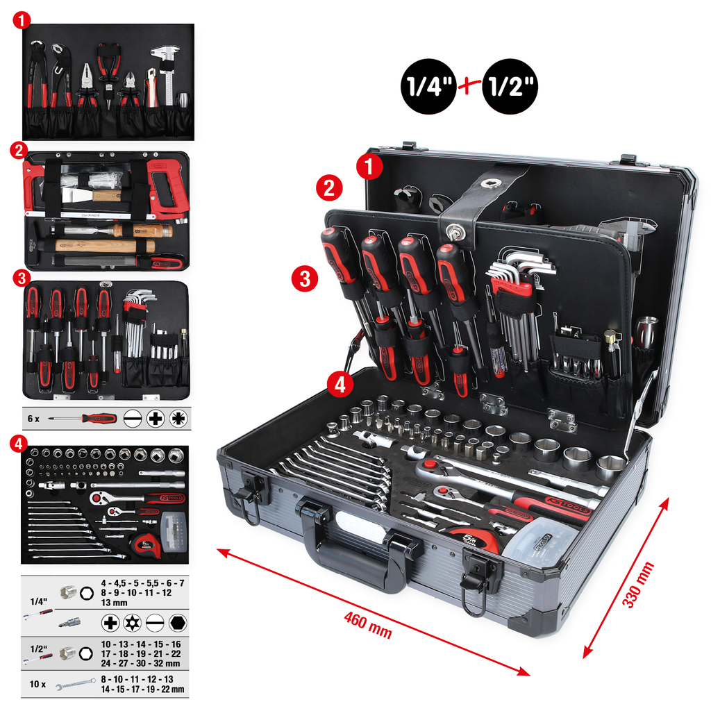 KS Tools 1/4"+1/2" Universal-Werkzeug-Satz, 149-tlg