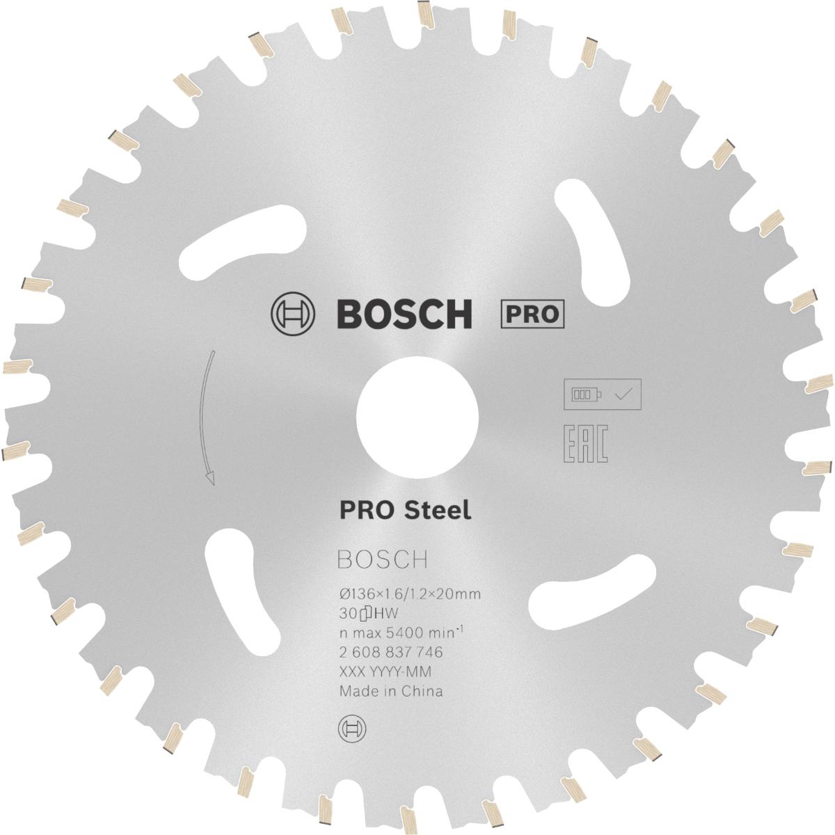 Bosch PRO Akku-Kreissägeblatt Standard for Steel 136 x 1,6/1,2 x 15,875, 30 Zähne
