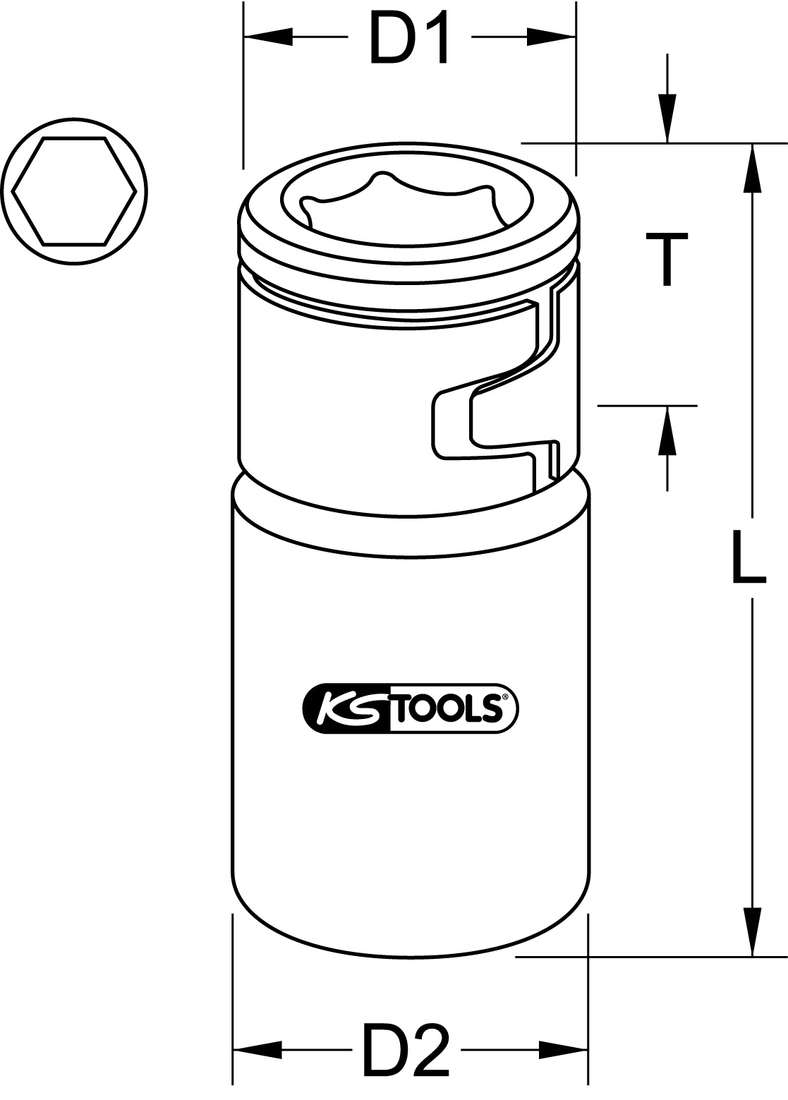 KS Tools 1/4" CHROMEplus Bit-Adapter-Stecknuss,für Bits 1/4"mit Spannring