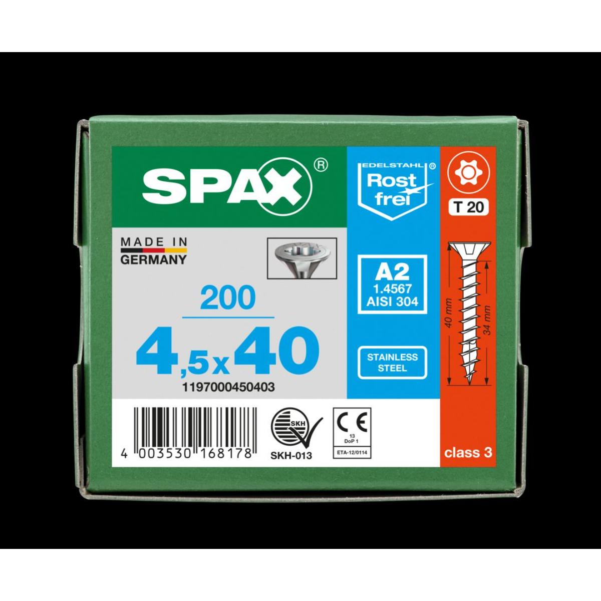 SPAX A2 Senkmultikopf T-Star Plus T20 Vollgewinde, 200 Stück