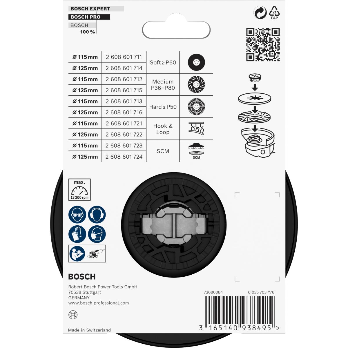 Bosch PRO X-LOCK Stützteller, hart, 115 mm