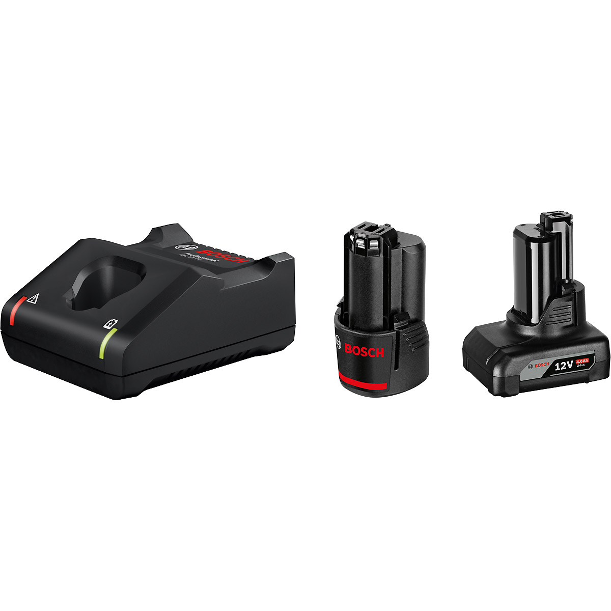 Bosch Akku Starter-Set: 1 x GBA 12 Volt, 2.0 Ah, 1 x GBA 12 Volt, 4.0 Ah, GAL 12V-40