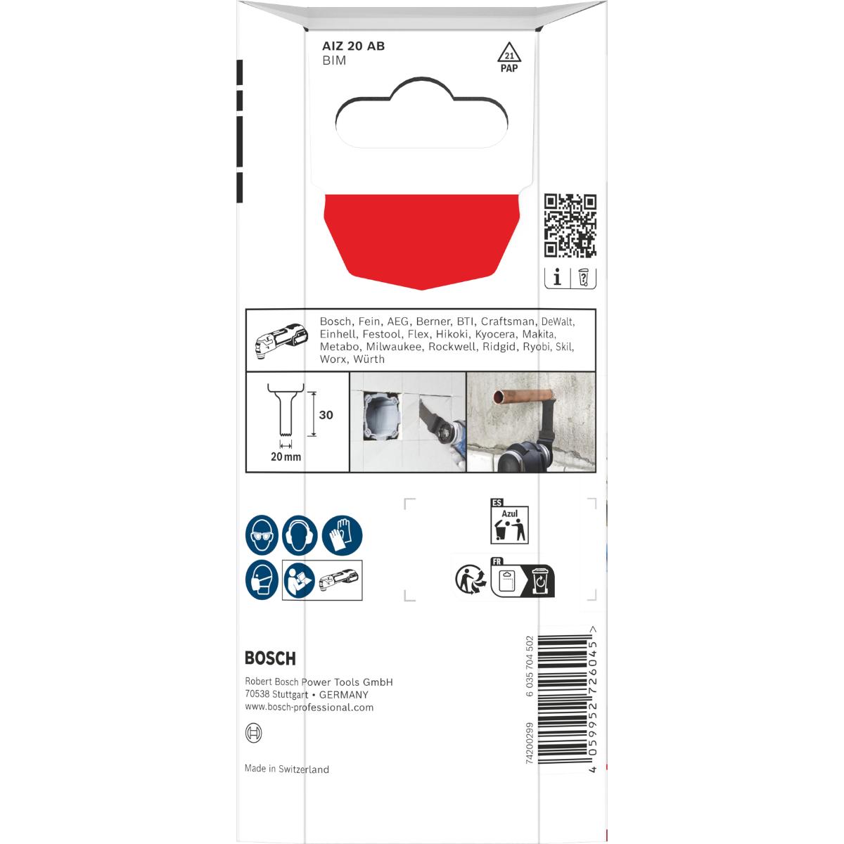 Bosch AIZ 20 AB Multi Material Tauchsägeblatt, Starlock, 20 x 30 mm, 5-Stück