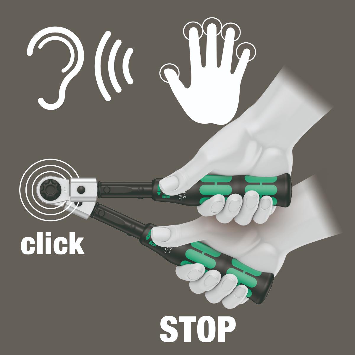 Wera Click-Torque XP 2 Voreingestellter, einstellbarer Drehmomentschlüssel für Einsteckwerkzeuge, 10